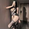Sex Underwear Sexy Perspective Fungus Lace One-piece Socks Mesh Stockings Naked Back Buttocks Women's Suit Temptation