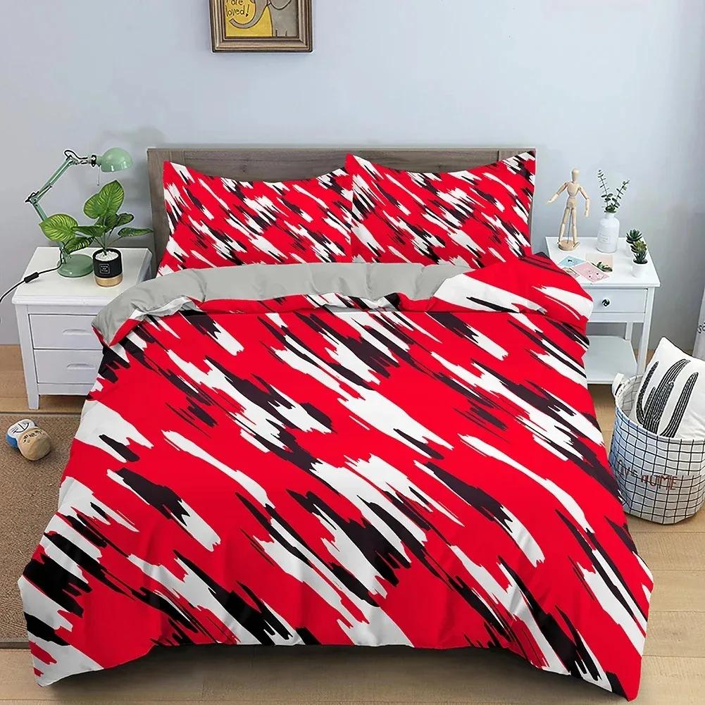 Top Stripe Geometric Bedding Set Breathable Duvet Cover With Pillowcase Adults Queen King Size Quilt Cover Home Textiles