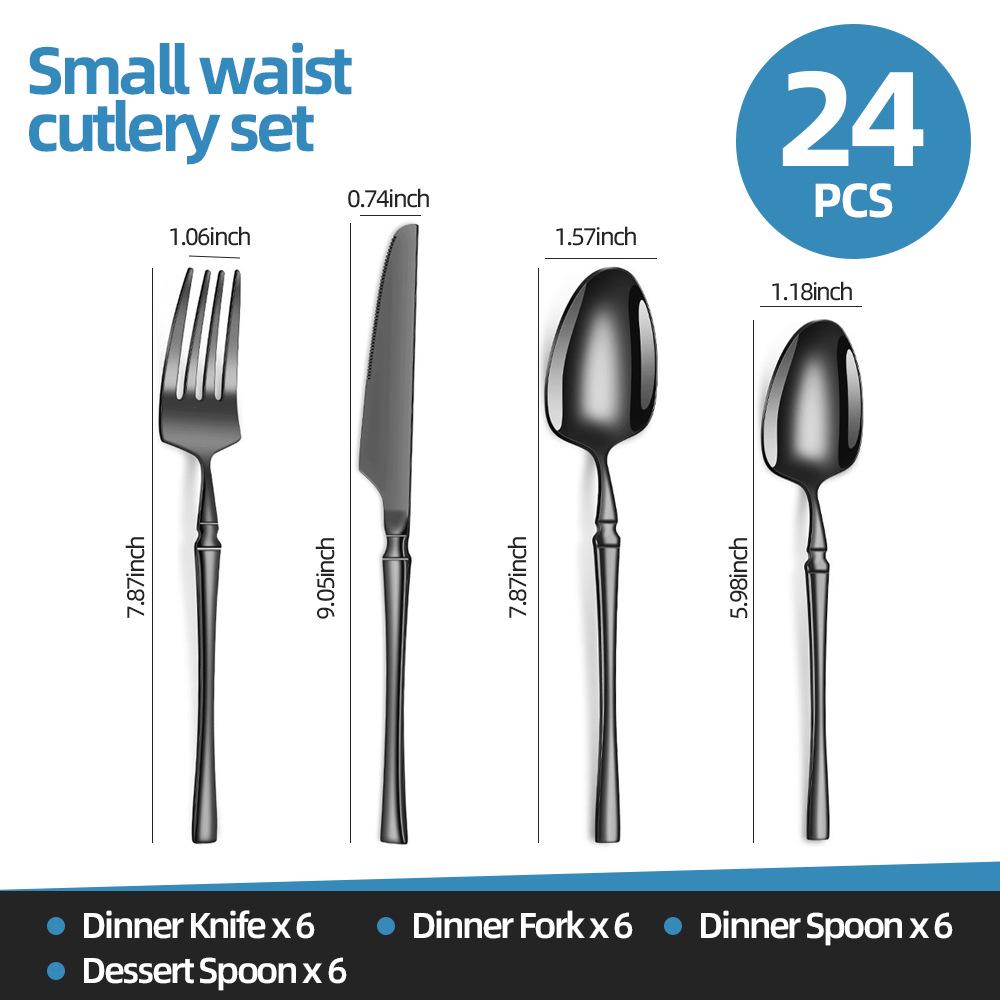 Nowoczesny Zestaw Sztućców ze Stali Nierdzewnej 2025: Kolekcja 24/30 sztuk noży, widelców i łyżek dla hoteli i restauracji zachodnich.