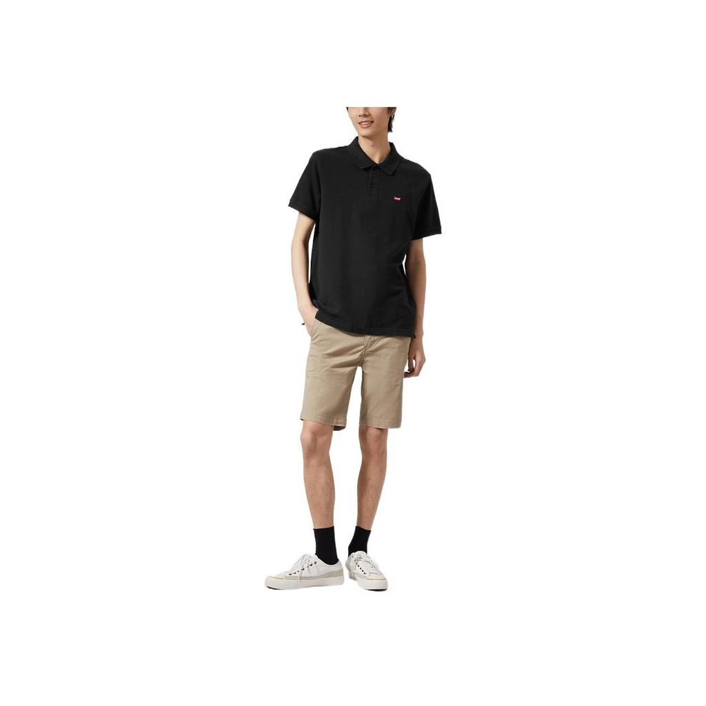 Levis Solid Color Short Sleeve Polo Shirt Unisex Tops Black A0229-0005