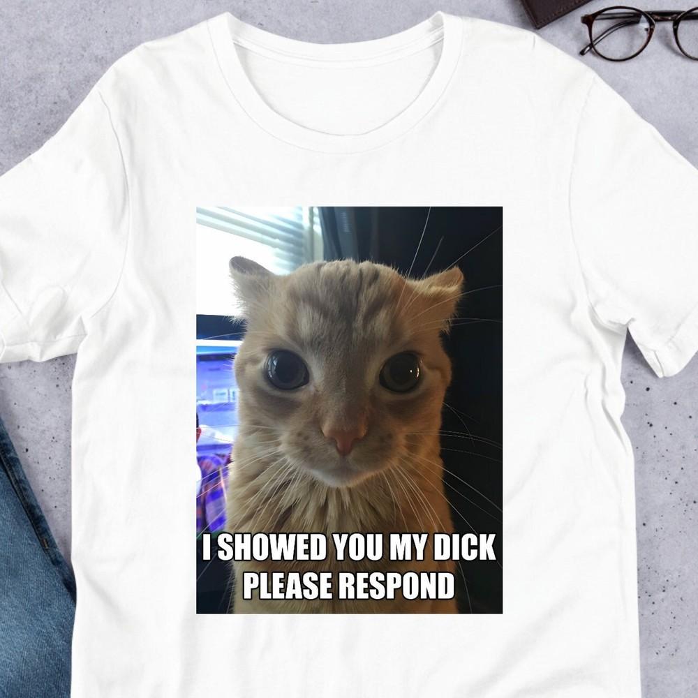 I Showed You My D*ck Funny Cat Meme Shirt, Ironic Shirt, Weirdcore Clothing, Odd Unisex T-Shirt XL
