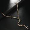 Rhinestones Cross Pendant Necklace Shiny Clavicle Chain  Jewelry Accessories