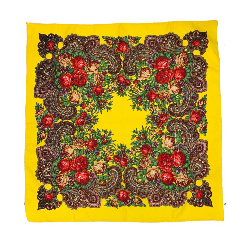 70*70Cm Luxury Floral Print Bandana Shawl Russian Style Square Scarf Female Headband Scarves Handkerchief Babushka Head Wraps
