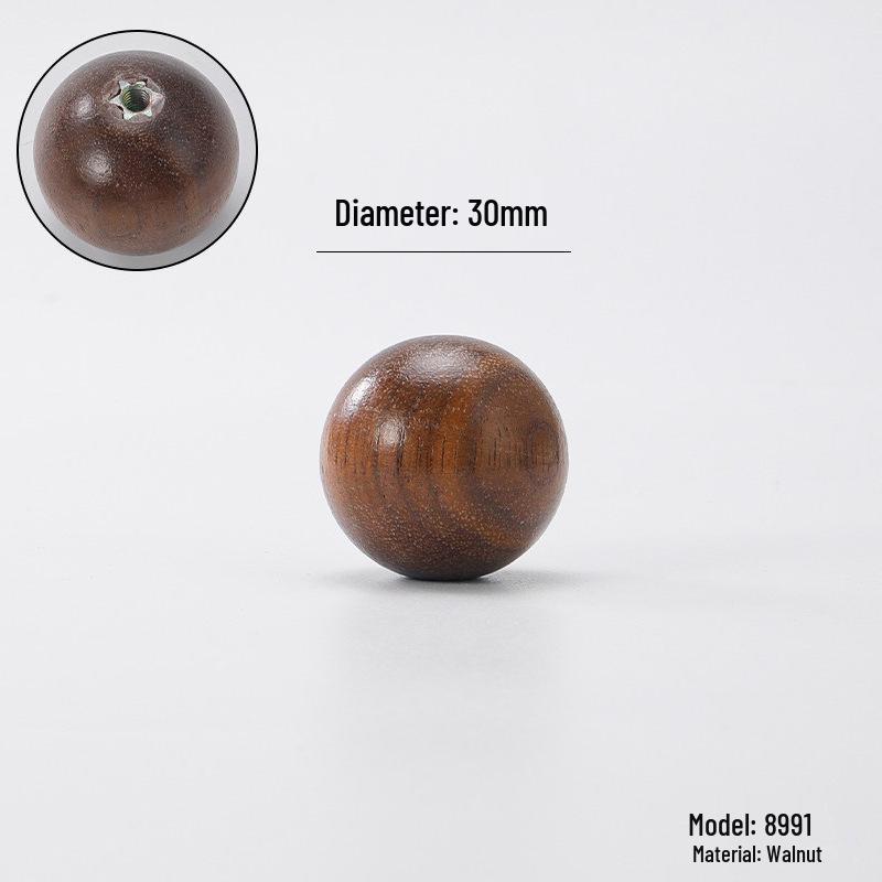 Black Walnut Wood Wardrobe Drawer Pulls - Solid Wood Handles for Children's Cabinet, Japanese Simple Light Luxury Design