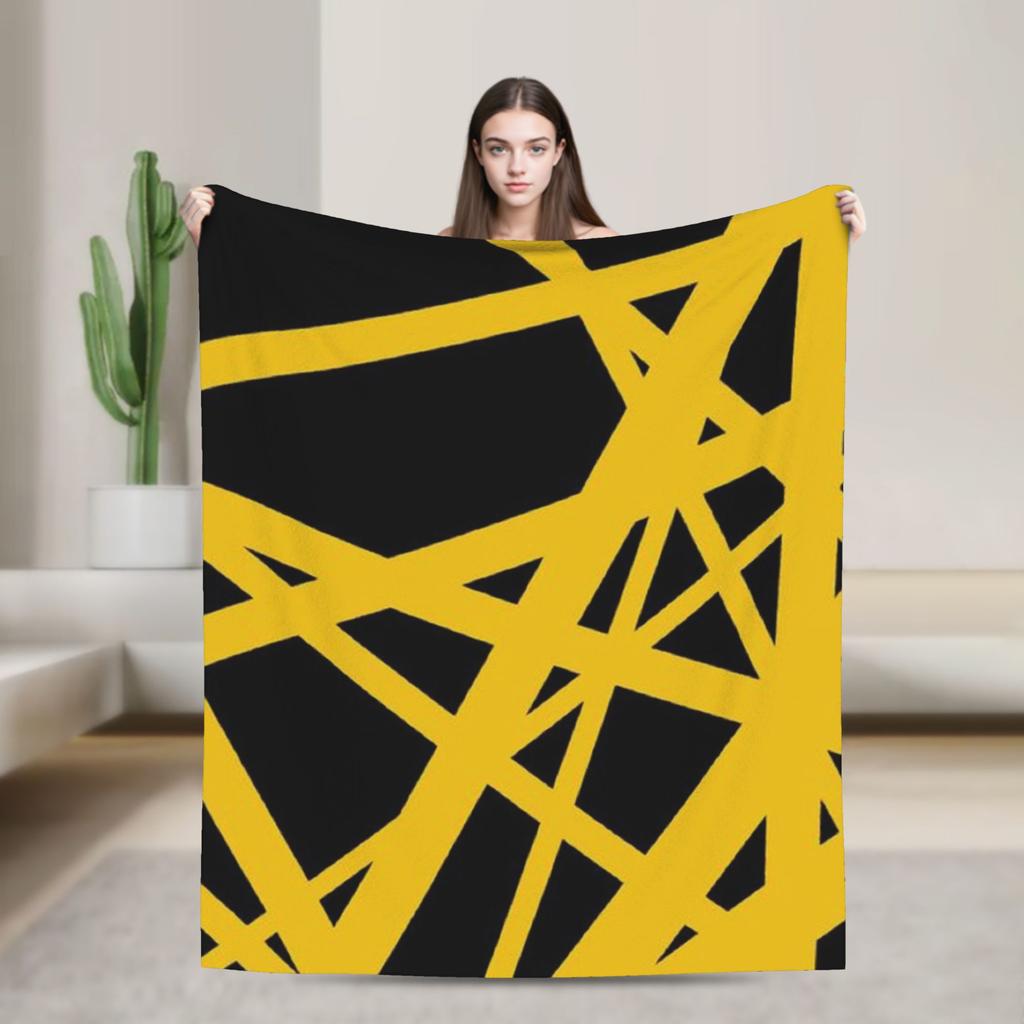 Warm Cozy Blankets Plane Travel Van Halen Blue Rock Stripes Throw Blanket Graphic Bedspread For Sofa Home