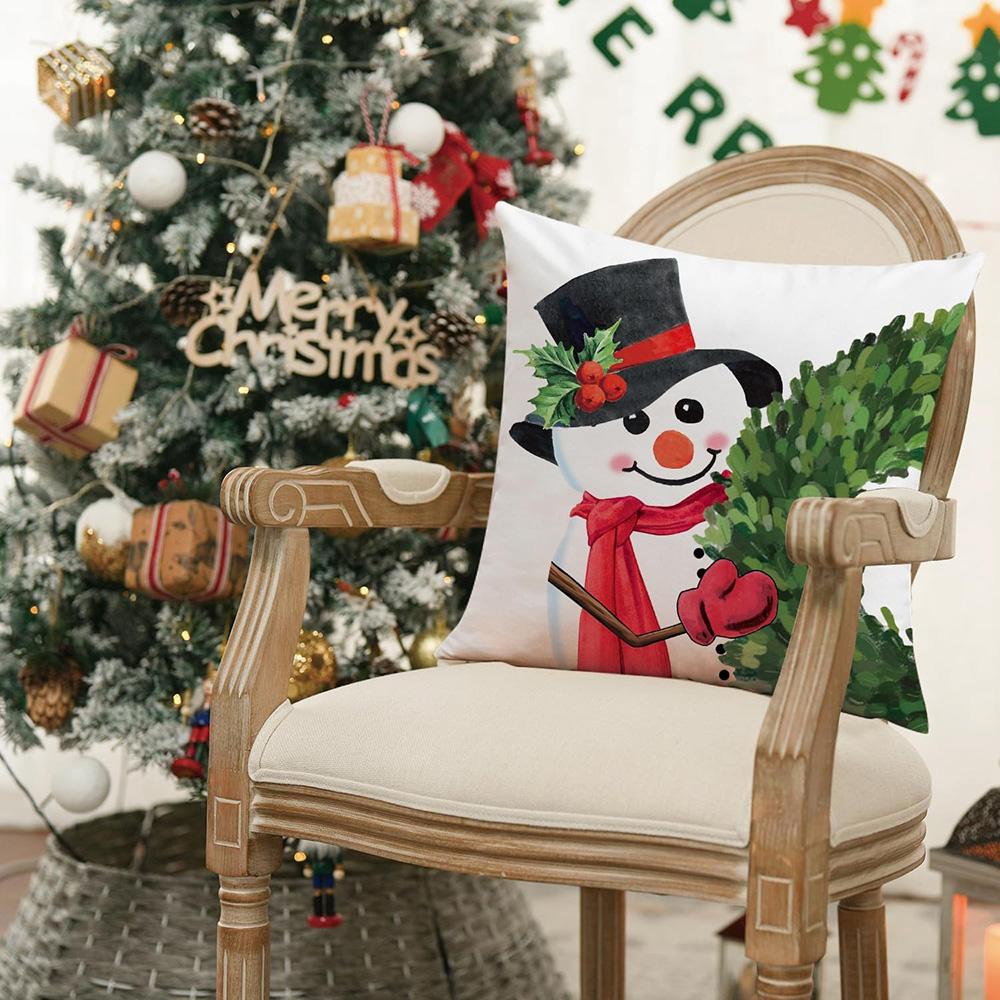 Christmas Themed Pillow Covers: Hello Winter, Santa, Snowman & Let It Snow Designs sofas, bedroom pillow covers, holiday gifts