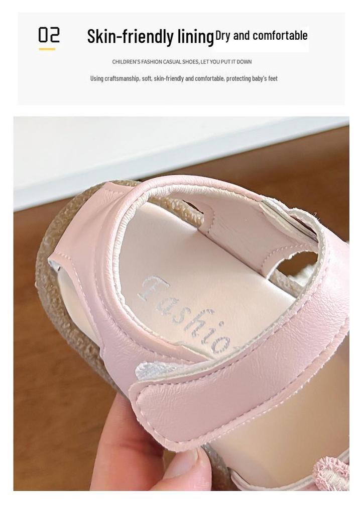 Girls' Non-slip Summer Shoes: 2026 Closed-Toe Sandals, Cartoon Princess Design, Breathable Soft-Soled for Stability
