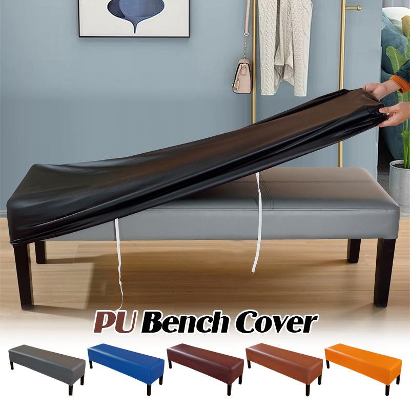 PU Bench Cover Stretch All-inclusive Stool Cover Waterproof Piano Seat Cover Slipcover Living Room Washable Bench Protector