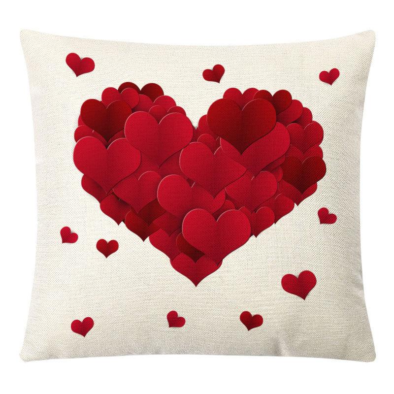 Valentine's Day Linen Pillow Case Couple Confession Supplies Office Home Cushion