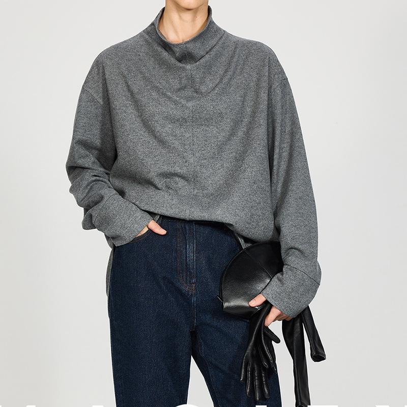 Washable Soft Knit Funnel Neck Long Sleeve Top - Winter 2026 Medium