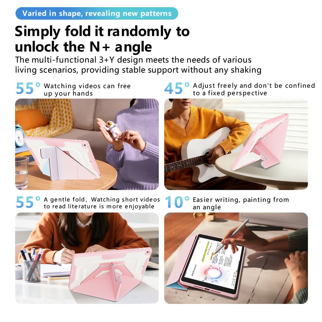 Face Detachable Tri-Fold Stand Case for IPad 10.2 2019 2020 2021 7th 8th 9th Generation Multi-Layers Protection Cover Fashional