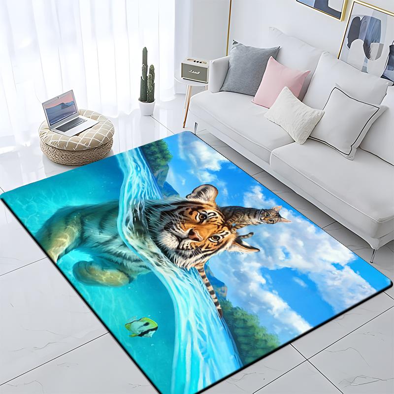 Animal Tiger Custom Picnic Mat Non Slip Carpet Living Room Mat Yoga Mat Home Decor Crawling Mat Carpet for Living Room Anime Rug