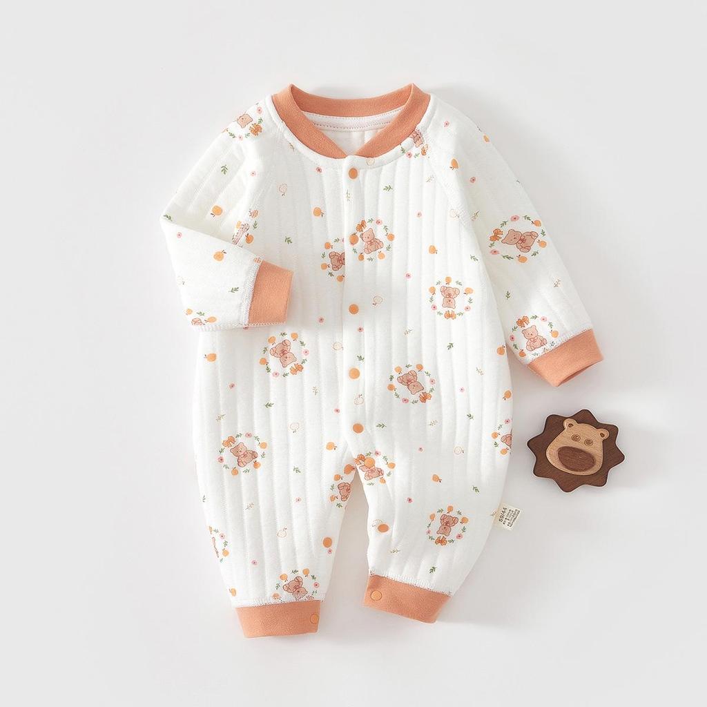Infant Warm Cotton Long Sleeve Bodysuit: Boneless, Padded for Crawling - Perfect for Spring, Autumn, Winter