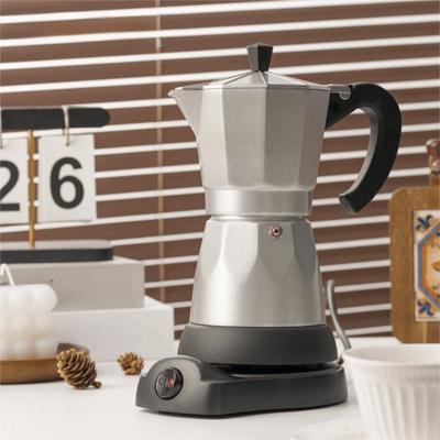 Sicherer elektrischer Espressokocher (Mokkakocher) für 6 Tassen, Aluminium, abnehmbar, Kaffeekocher, schnelle Zubereitung, Espressomaschine, Induktionskochfeld