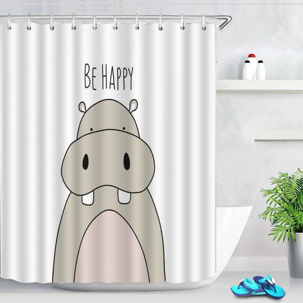 Animal Style Shower Curtain Lion Bathroom Curtain Cartoon Hedgehog Pattern Vintage Bathroom Waterproof Curtains 3D Shower Screen