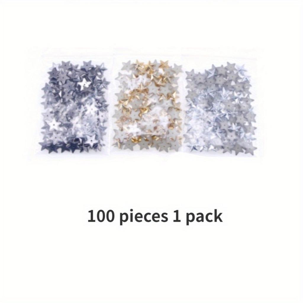 100 Acrylic Diamond Flat Bottom Gold and Silver Five-pointed Star DIY Production of Decorative Clothing Accessories Accessories