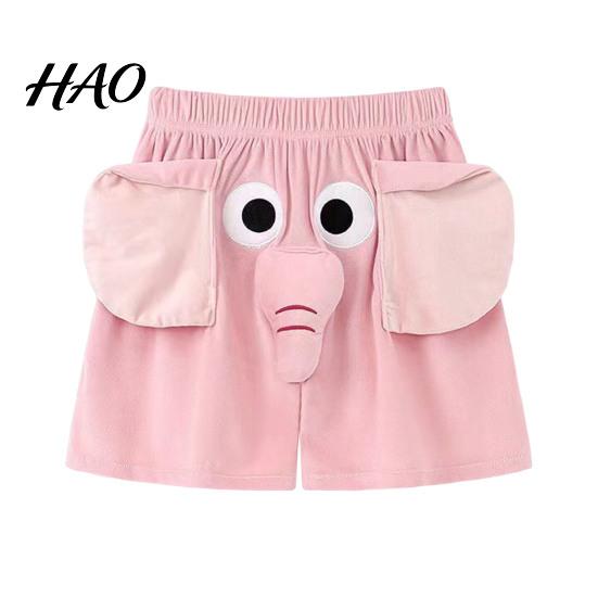 Herren Shorts Pyjamahose Cartoon Elefantendekor Elastischer Bund Lässig Paar mit verstärkten Taschen Locker Nachtwäsche Leicht