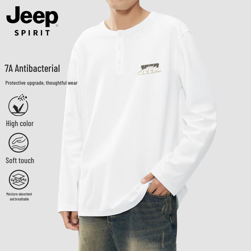 

JEEP SPIRIT Men s Henry Collar Long-Sleeve Tee XL