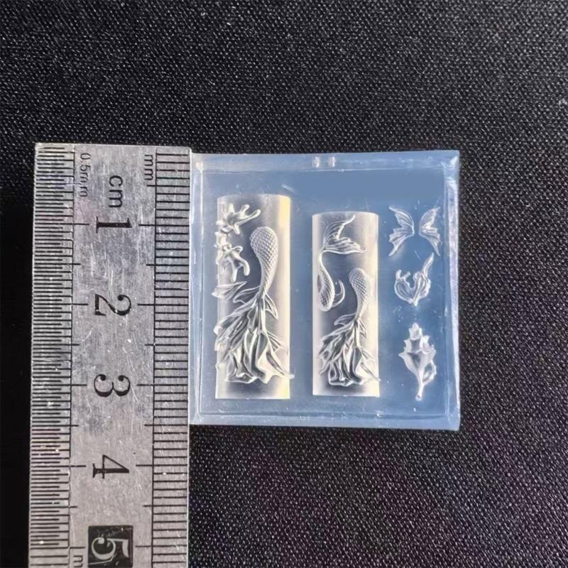 Flexible Nails Art Mold Accessory Molds Mermaids Tail Shape Decorative Moulds Silicone Texture for Various Nails Types