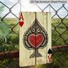 2D Flat 1pc Decorative Metal Sign | 8*12 Inch Vintage Poker Wall Decor Plaque, Retro Aluminum Sign with Heart Ace Design, Suitable for Home, Cave