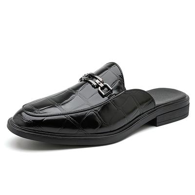 Leather Half Shoes for Men Mules Backless Loafers Slippers Open-back Casual Shoes Outdoor Male Slides Sandal Slip On Flats 2025