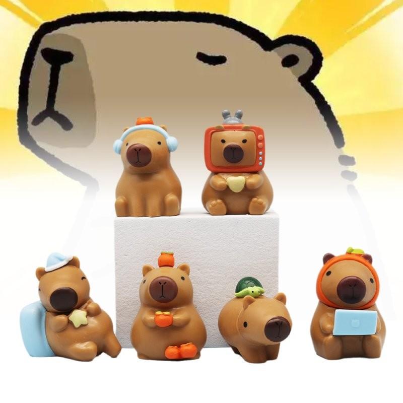 Adorable Capybara Figurine Cute Chubby Water Pig Creative Pvc Collectible Model Set
