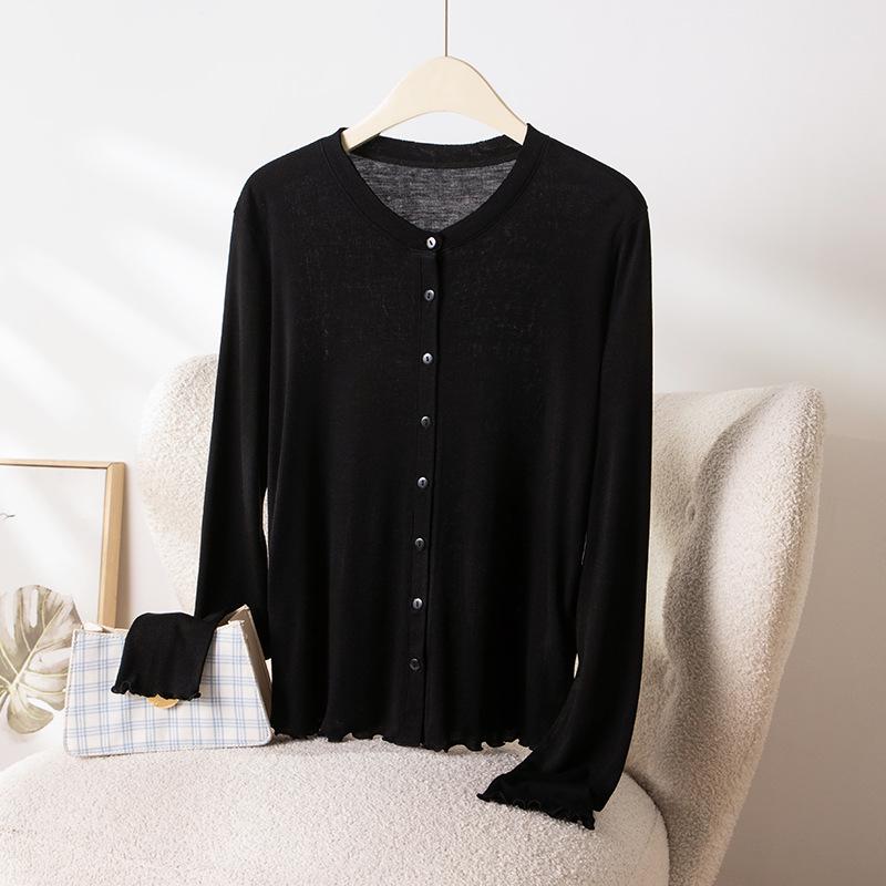 2026 Hangzhou Women's Summer Mulberry Silk Lyocell Cardigan T-shirt: Sun Protection & Body Concealment