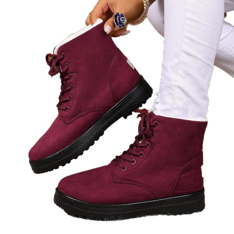 Winter comfortable versatile snow boots women's thermal short boots flat heel soft sole women's cotton shoes