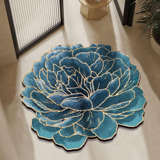 Floor Mat 3D Flower Design Anti-Slip Wear-Resistant Backing Quick-Drying Drainage Mat Bath Entrance Rug