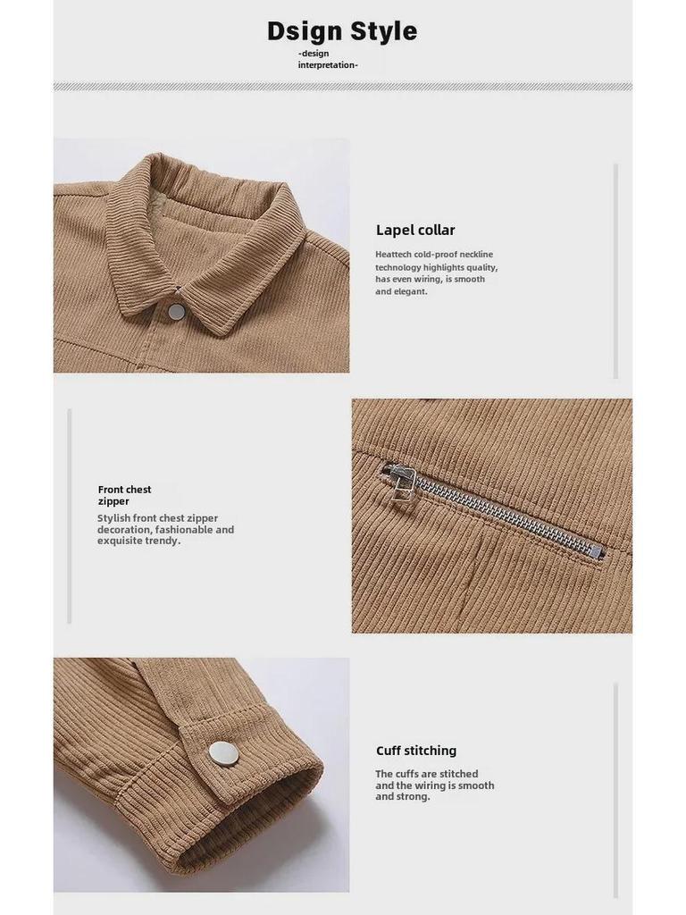 Herren Cord Baumwoll-Wattierte Jacke: Neuer Stil, Verdickter Lammfell-Fleece Wintermantel
