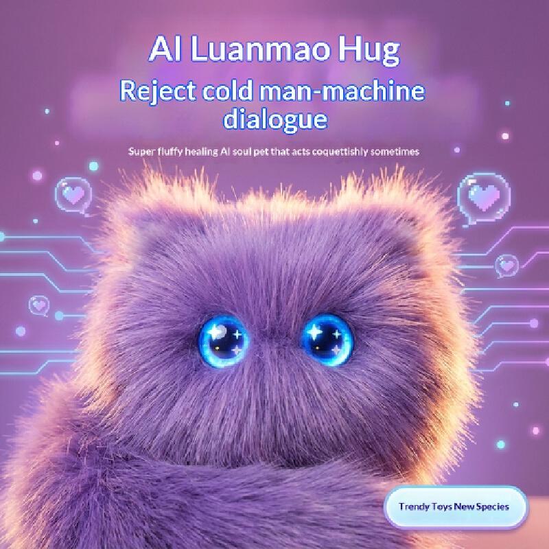 AI Scruffy Cat  Robot Plush Toy Voice Interactive Child Growth Learning Companion Soothing Large Model Pet Doll