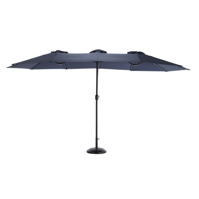 Parasol Extérieur Rectangulaire Double Face De 4,5 M Avec Manivelle (bleu Marine) (sans Pied)