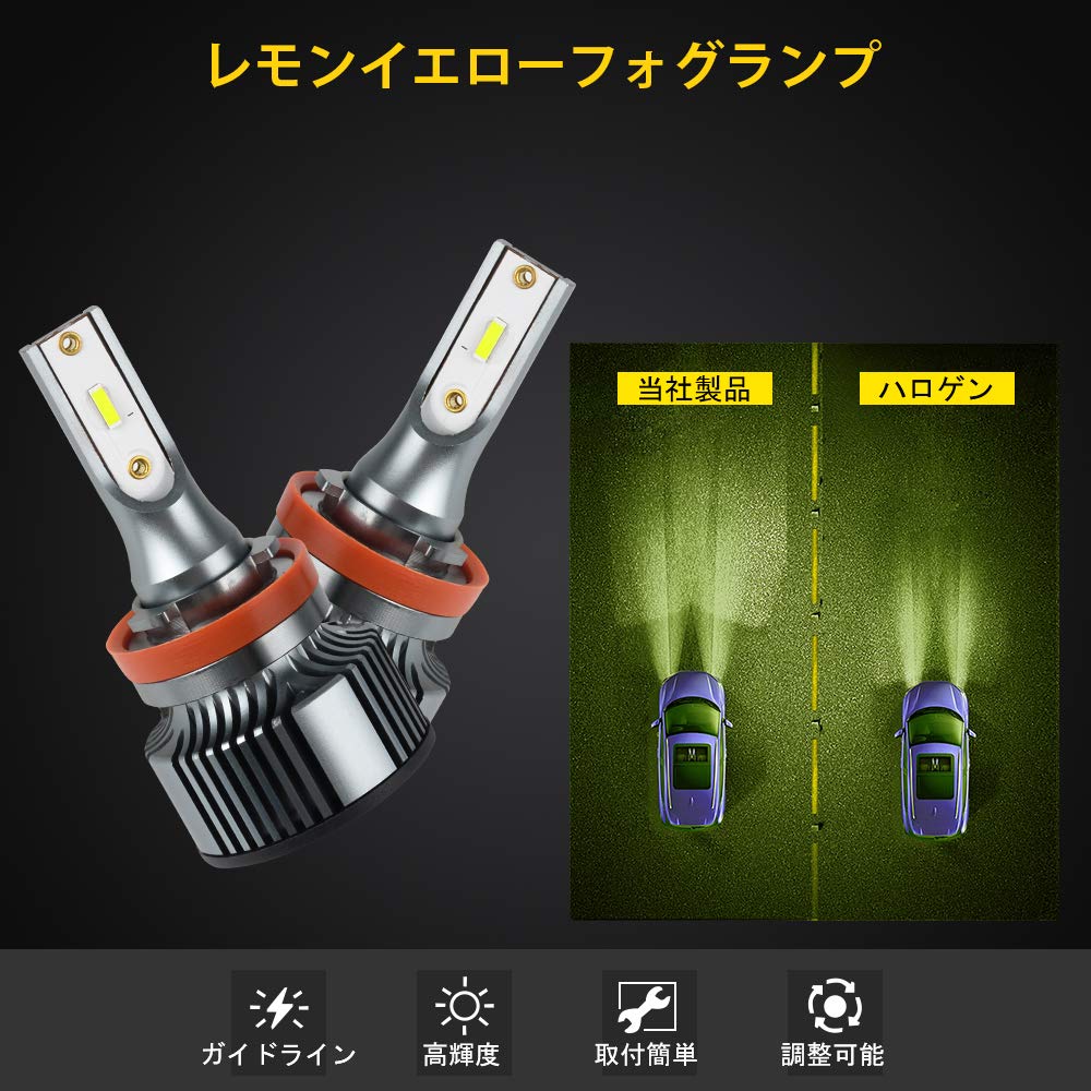 Catland LED Fog Lamp, H8, H9, H11, H16, Lemon Yellow, Fog Bulb, Yellow-Green, Car