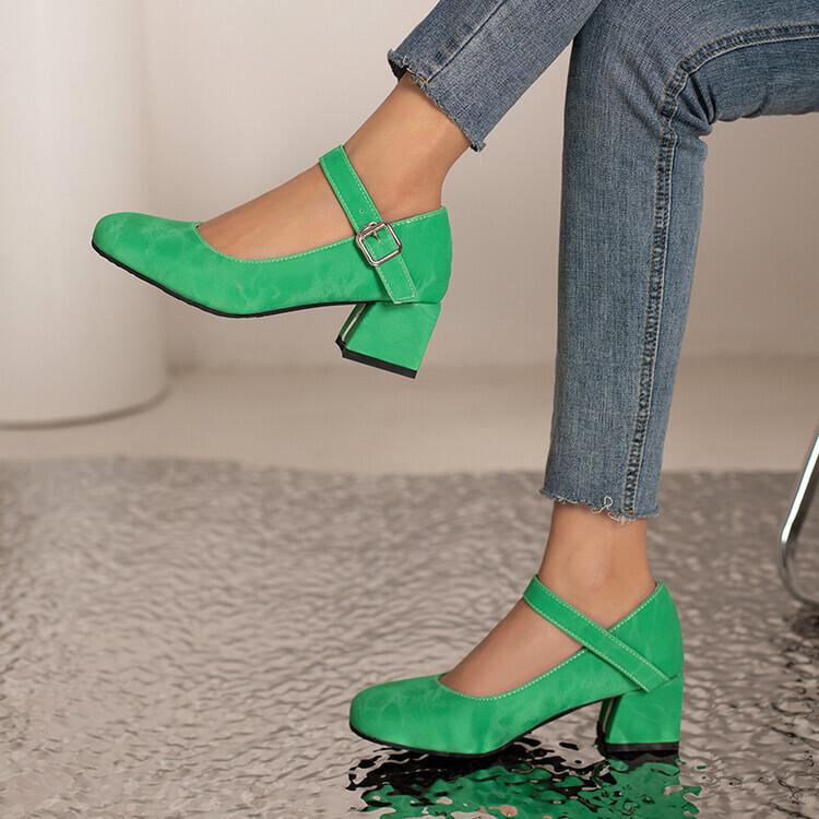 

Large size Mary Jane shoes women s new spring and autumn design sense niche thick heel women s single shoes buckle shoes women 39 синий