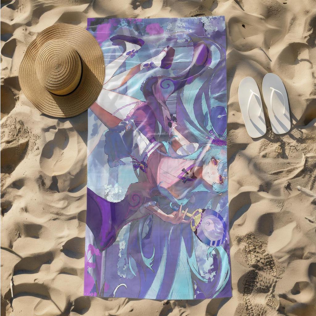 1pc Fantasy Mystic Girl with Flowing Hair and Lantern 2D Printed Microfiber Beach Towel, Quick Dry Super Absorbent. Great for