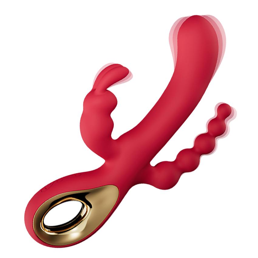 3 in 1 Rabbit Vibrator Women Dildo Sex Toys G-Spot Vaginal Orgasm Masturbator Anal Plug Clitoris Nipple Stimulator Adult Insert Masturbation Supplies