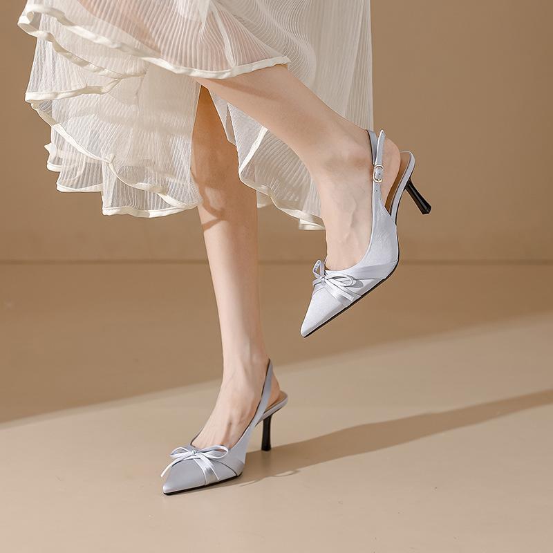Grape mother summer new empty single shoes women's fashion French high heels women's high sense of not tired feet leather women's shoes