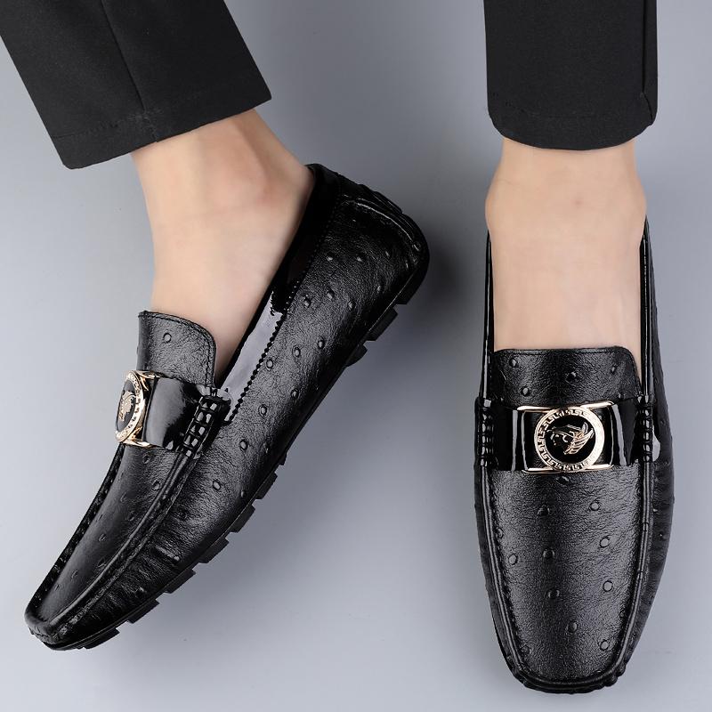 New Soft Walking Flats Men's All-match Loafers Genuine Leather Lightweight Mens Slip On Shoes Luxury Brand Men Business Shoes