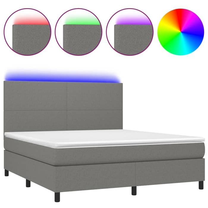 Maison Exclusive - Sommier à lattes de lit et matelas et LED Gris foncé 160x200 cm