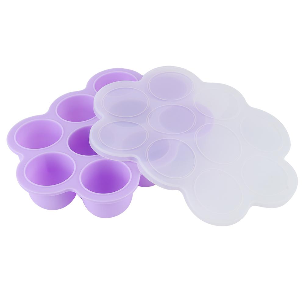 Silicone Food   Tray 10 Holes Reusable Container with Lid for Homemade Baby Food(Blue )