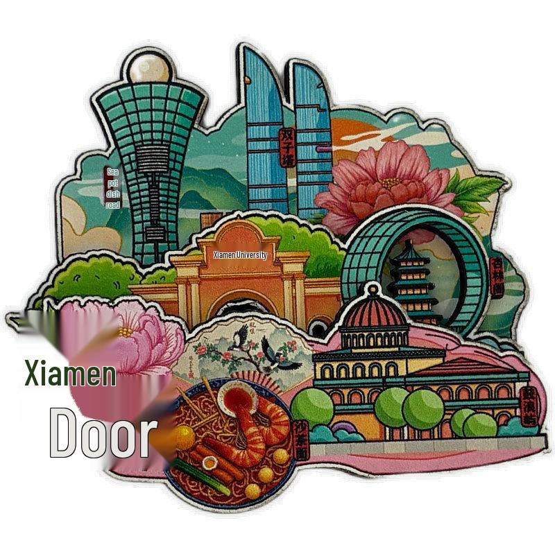 

Пекін, Далі, Сямень, Ханчжоу Магніт на холодильник-візитівка - Культурний та креативний туристичний смоляний сувенір.