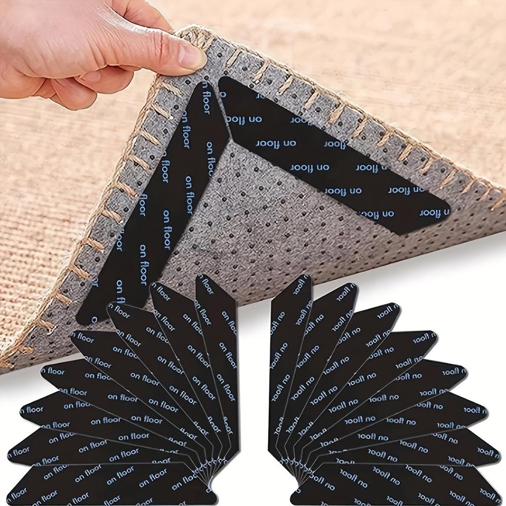 8/16pcs Reusable Rug Stickers, Non-slip Washable Rug Stickers, Kitchen Rugs Double Sided Removable Anti-curl Rug Handles,