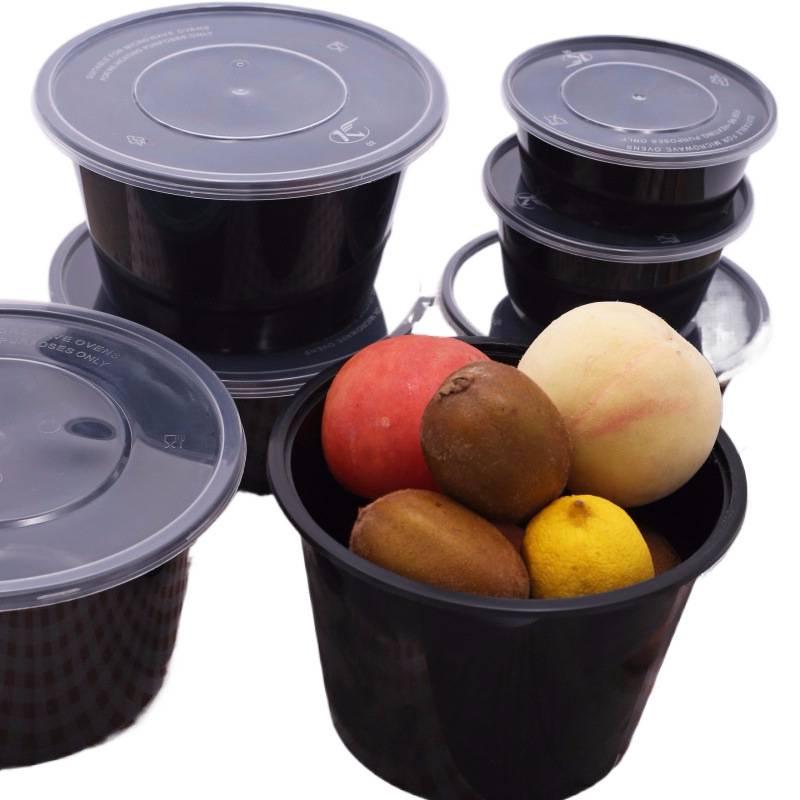 Black Round Disposable Food Containers: Thickened Soup and Fast Food Bowls