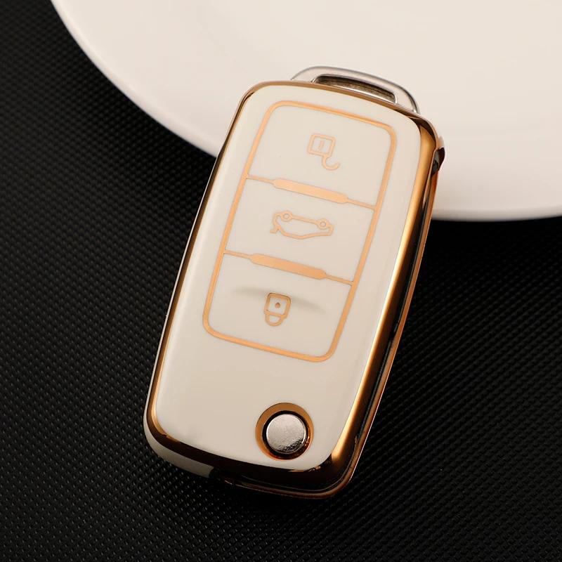 TPU Key Case for Volkswagen VW Polo Golf Passat Tiguan Beetle Caddy T5 Up Eos Skoda Octavia Seat Leon Altea Key Cover Fob Shell
