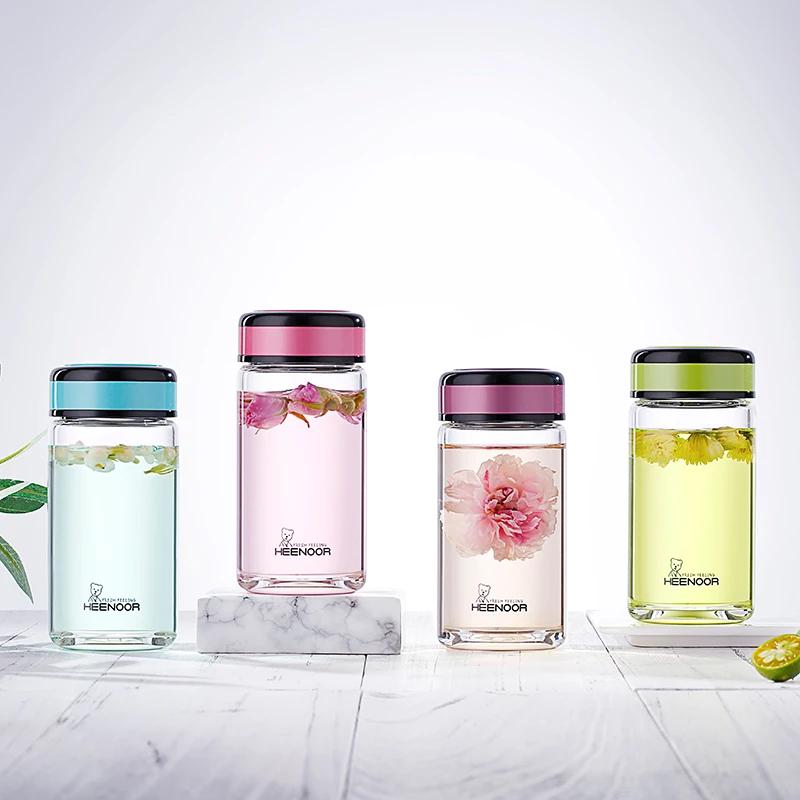 Heenoor Portable Single Layer Glass Tea Bottle
