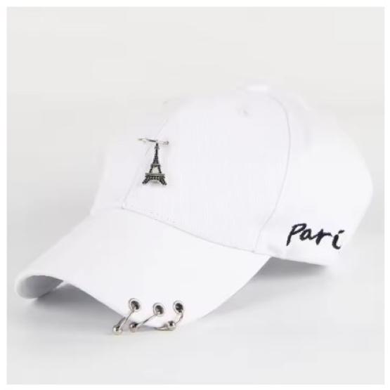 Baseball Cap Hat Metal Ring Chain Spring Summer Autumn Punk Hip Hop Rock Adjustable Unisex Men Women Outdoor Casual Cotton