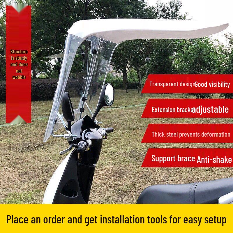 All-Weather Electric Vehicle Canopy: Sunshade, Rainproof, Windproof Motorcycle & Battery Car Shield