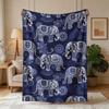 1 Stück Marineblau Ethnischer Stil Elefant Paisley Floral Thema Flanelldecke - Große Größe, Weich, Leicht und Warm, Geeignet für Alle Jahreszeiten - Perfekt für