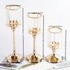 1pc Golden Pillar Candle Holder Crystal Candlesticks for Dining Coffee Table Wedding Events Parties Home Decor Candle Holders