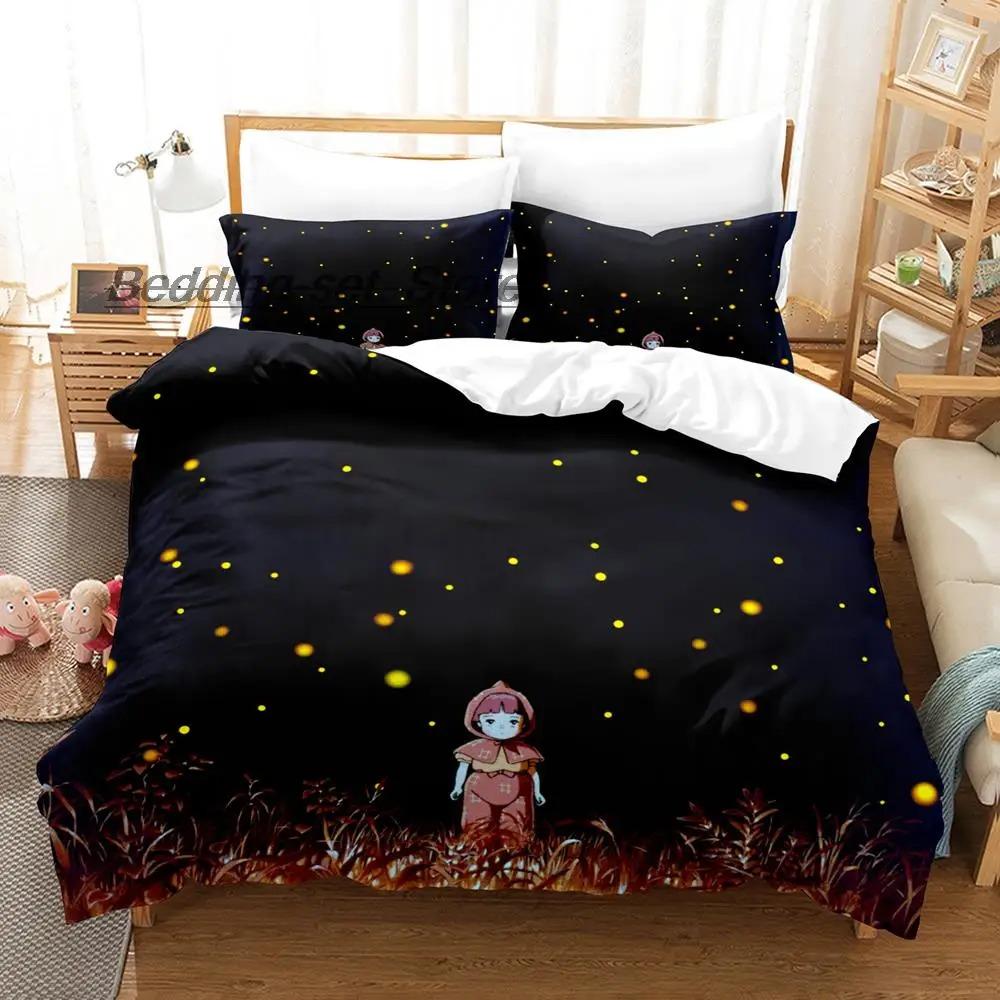 New Grave of the Fireflies Bedding Set Single Twin Full Queen King Size Bed Set Aldult Kid Bedroom Duvetcover Sets Kawaii Anime